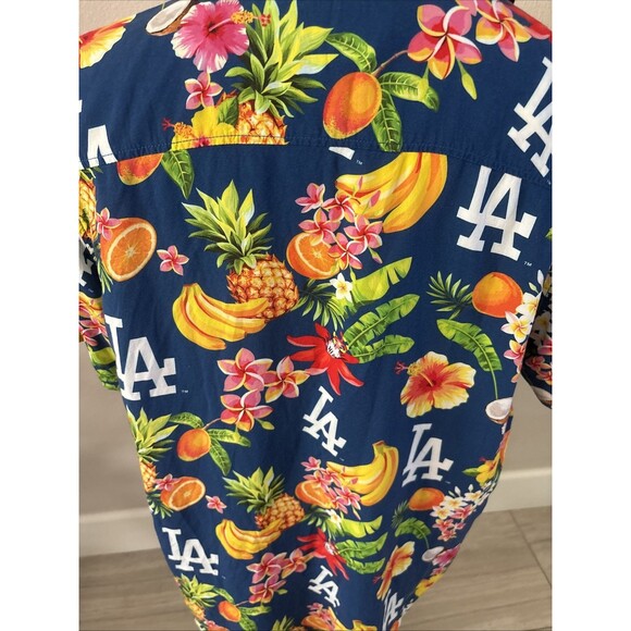 Los Angeles Dodgers MLB Hawaiian Floral Fruits Logo Shirt Men's Size Large - Picture 8 of 16